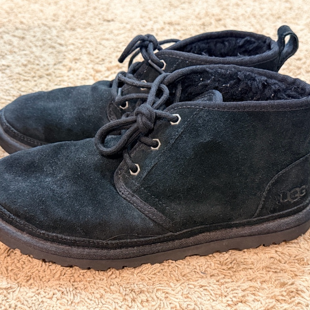 UGG Australia Neumel Shearling Wool Lined Boot Men Size 9 Black Suede Leather